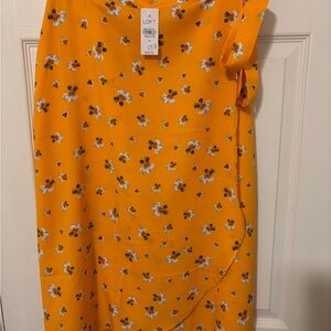 LOFT Asymmetrical Skirt in Sunny Yellow with Floral Design